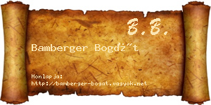 Bamberger Bogát névjegykártya